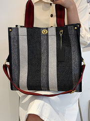 Bolsos de hombro tipo tote de lona con estampado de rayas