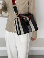 Bolsos de hombro tipo tote de lona con estampado de rayas
