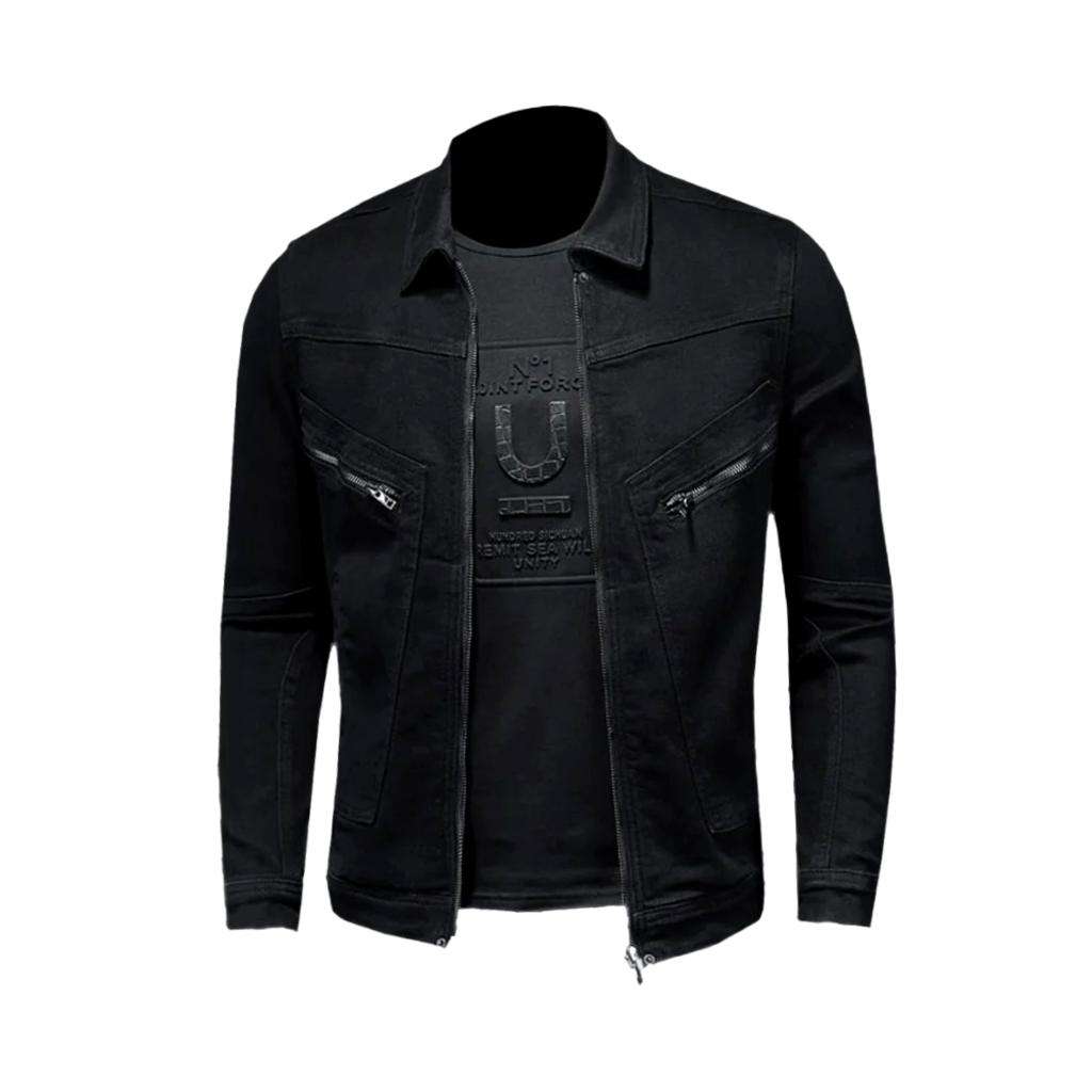 Chaqueta vaquera negra ajustada para hombre