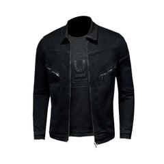 Chaqueta vaquera negra ajustada para hombre