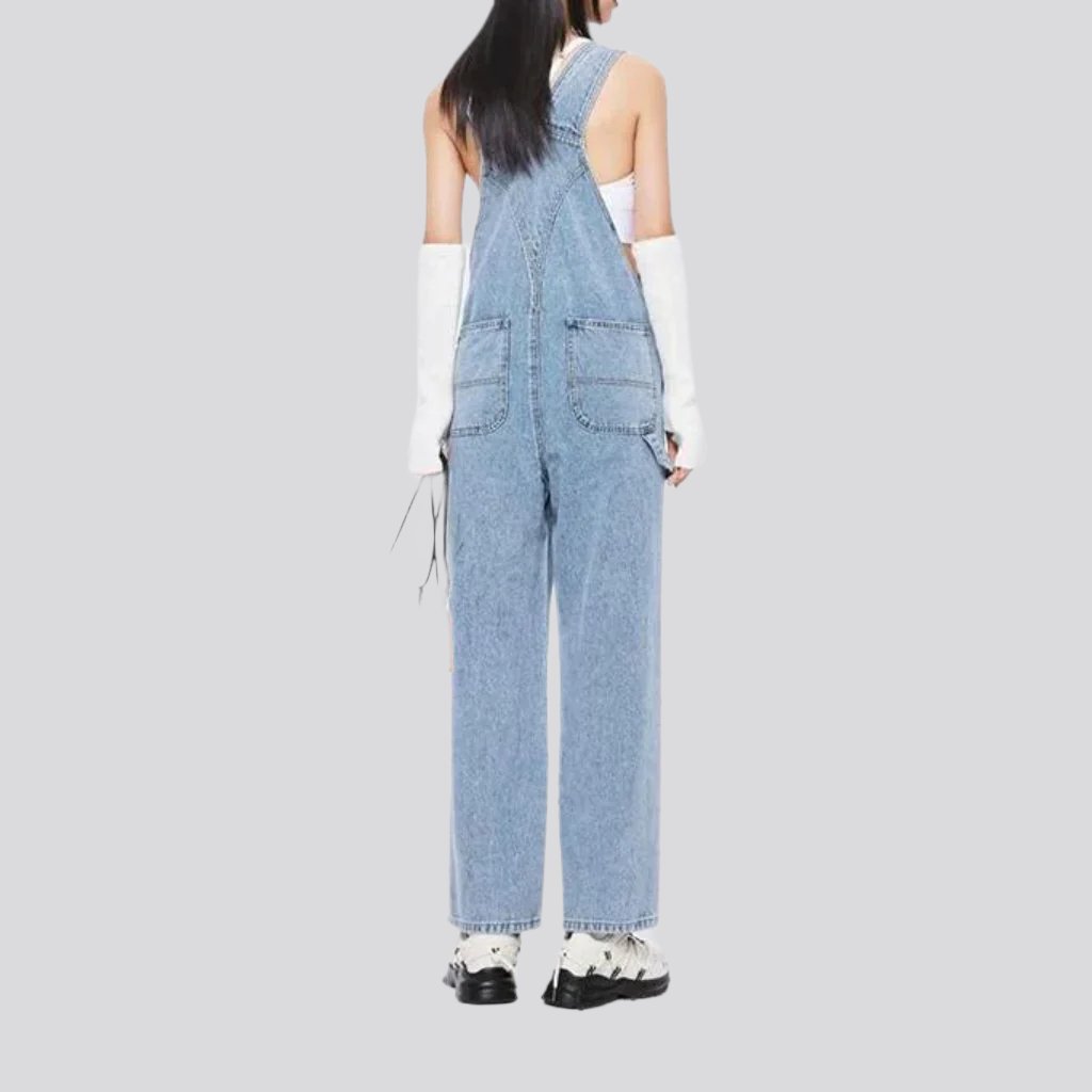 Gerader, lockerer Jeans-Jumpsuit für Damen