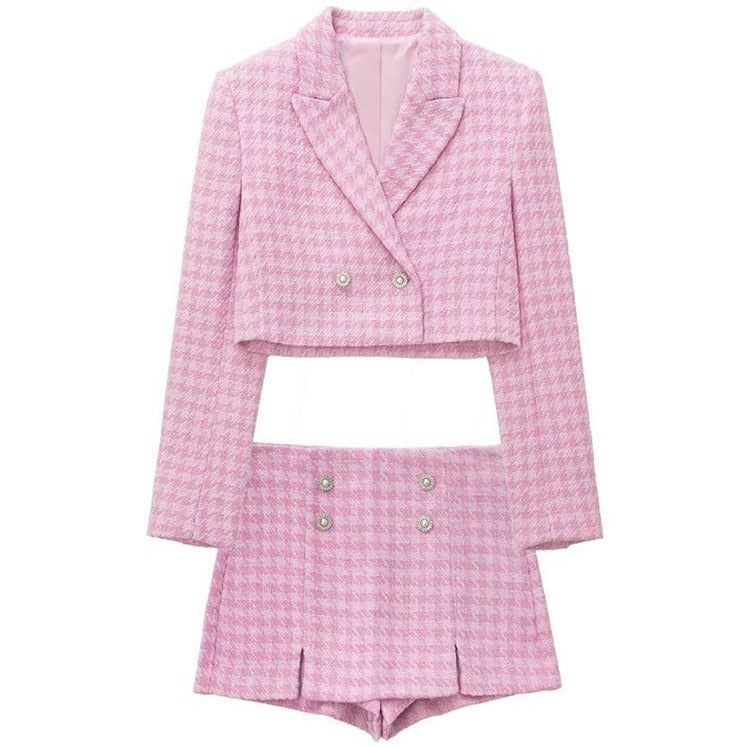 Paris Bound – Set aus kurzem Blazer mit zwei Knöpfen und Schlitzrock