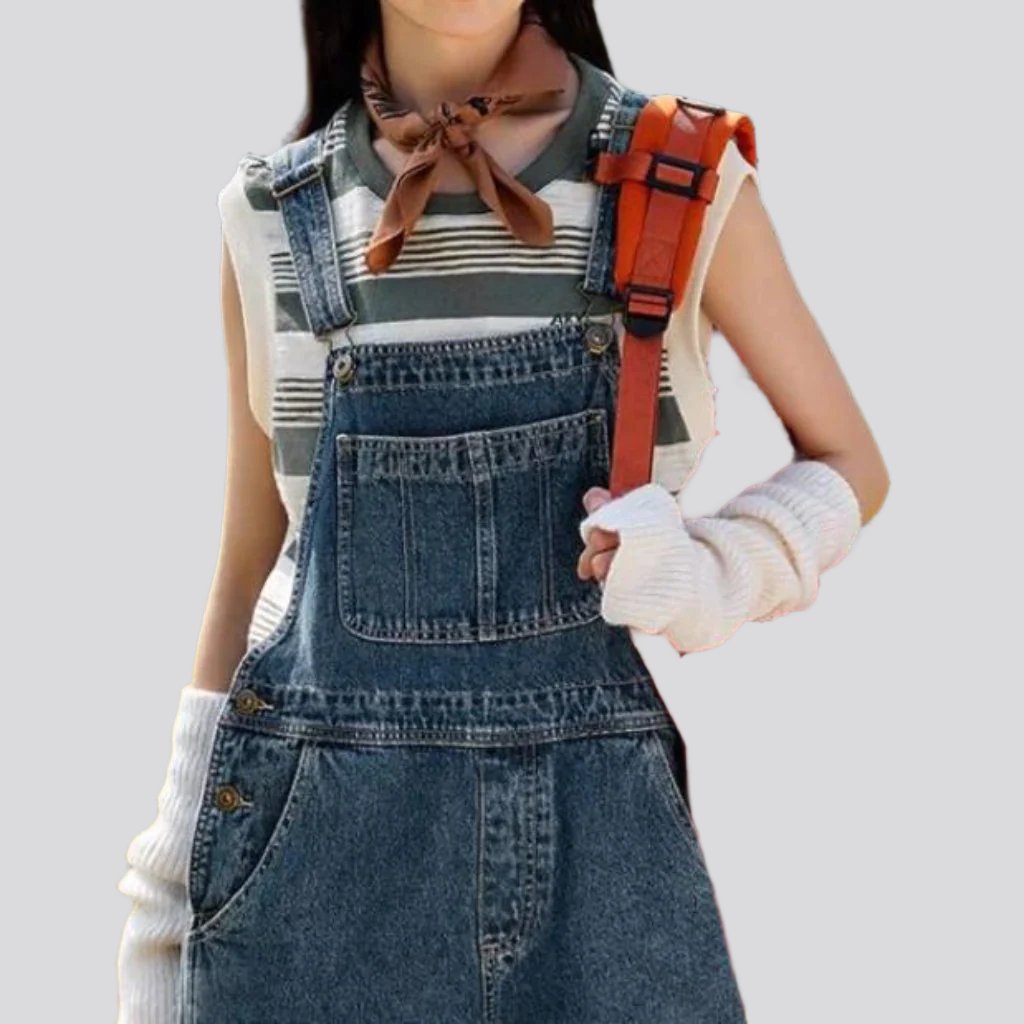 Gerader, lockerer Jeans-Jumpsuit für Damen