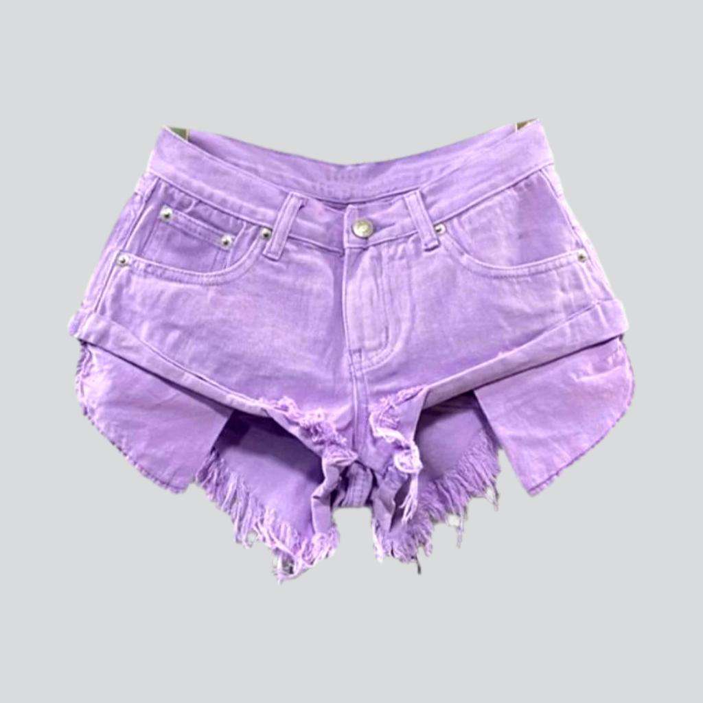 Distressed-Jeansshorts in Neonfarbe
