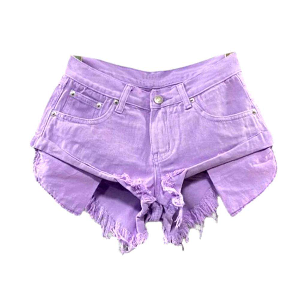 Distressed-Jeansshorts in Neonfarbe