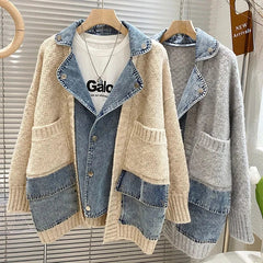 Chaqueta vaquera fresca con funda de cárdigan de punto