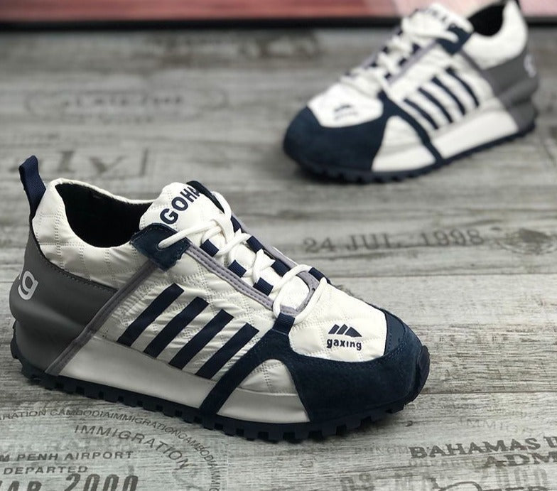 Unisex Bubuk Loafer Sneakers aus dickem Spaltleder mit überkreuzten Schnürsenkeln