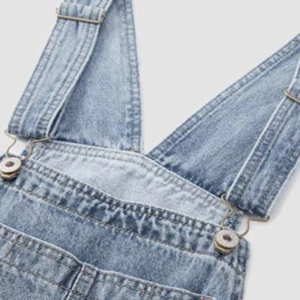 Gerader, lockerer Jeans-Jumpsuit für Damen