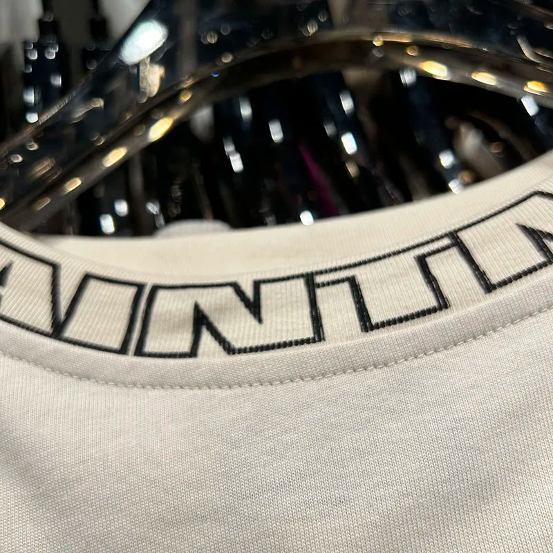 Letter Printed Cotton T Shirts for Women Fashionable Long Sleeve