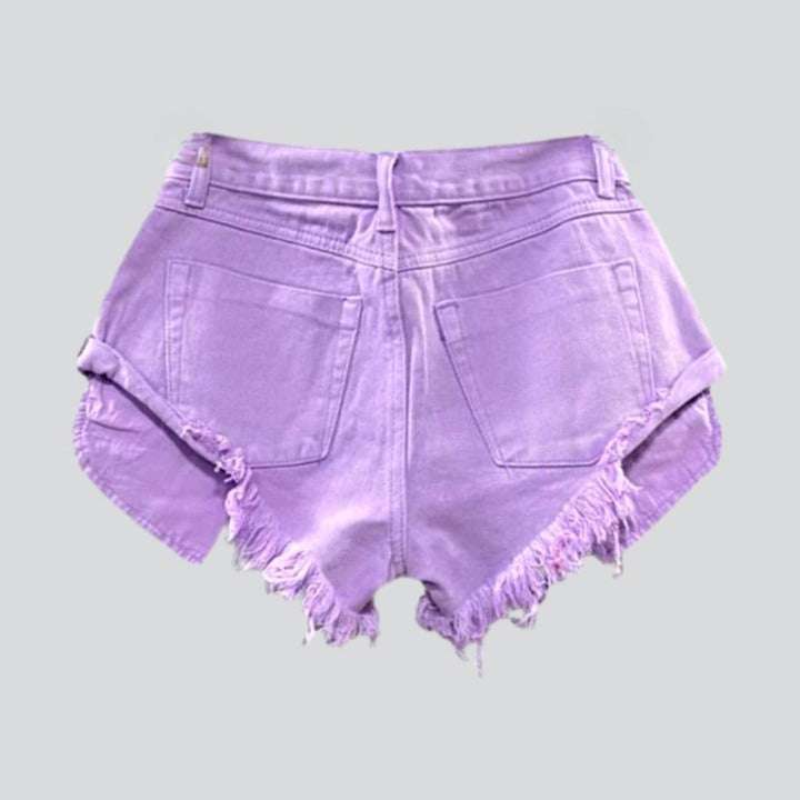 Distressed-Jeansshorts in Neonfarbe