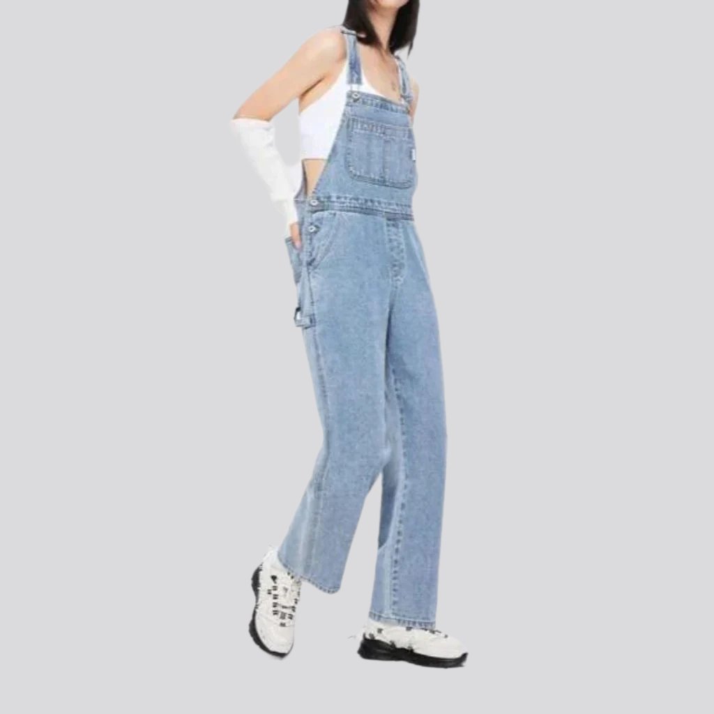Gerader, lockerer Jeans-Jumpsuit für Damen