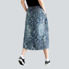 Cargo-Jeansrock mit Blumenprint