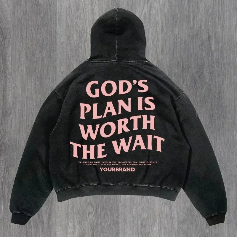 Sudadera con capucha gótica negra extragrande con gráfico para mujer