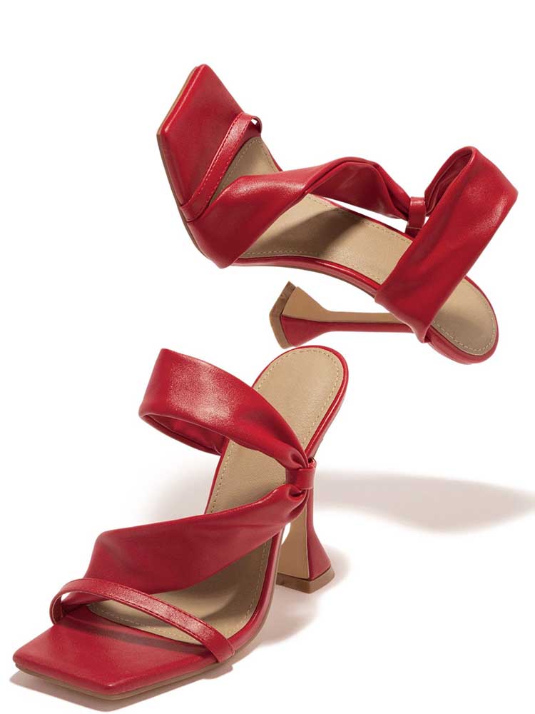 PU-Sandalen mit quadratischer Zehenpartie