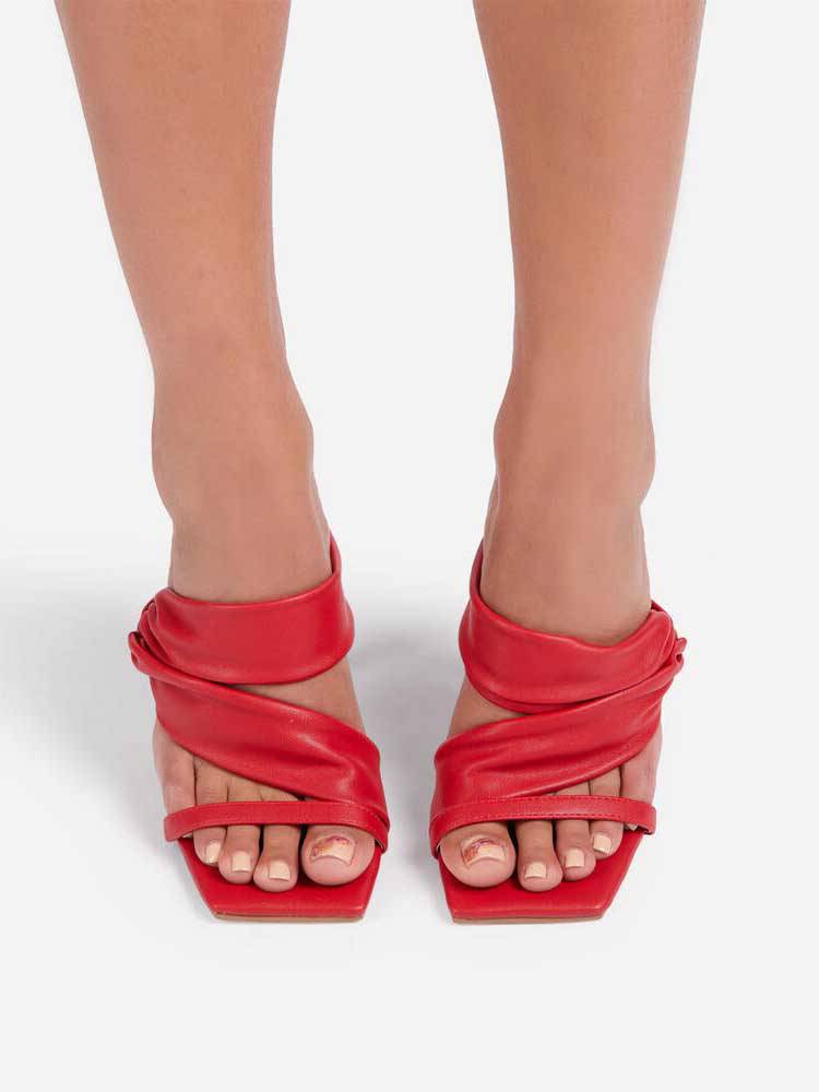 PU-Sandalen mit quadratischer Zehenpartie
