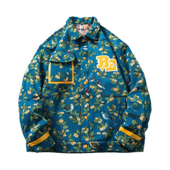 Chaqueta vaquera con bordado floral amarillo