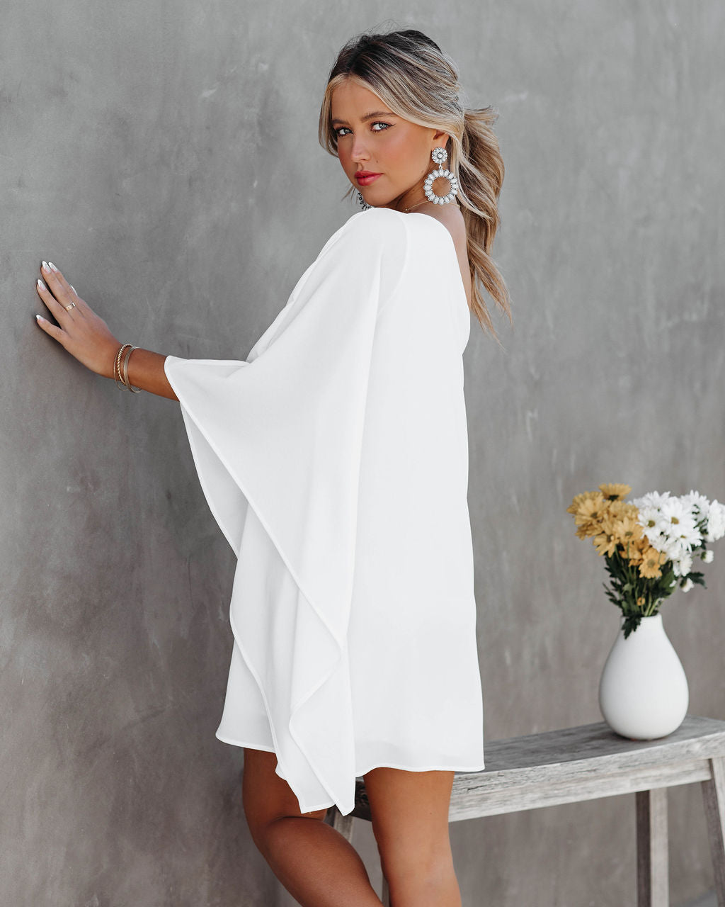 Side To Side One-Shoulder Statement-Kleid - Weiß