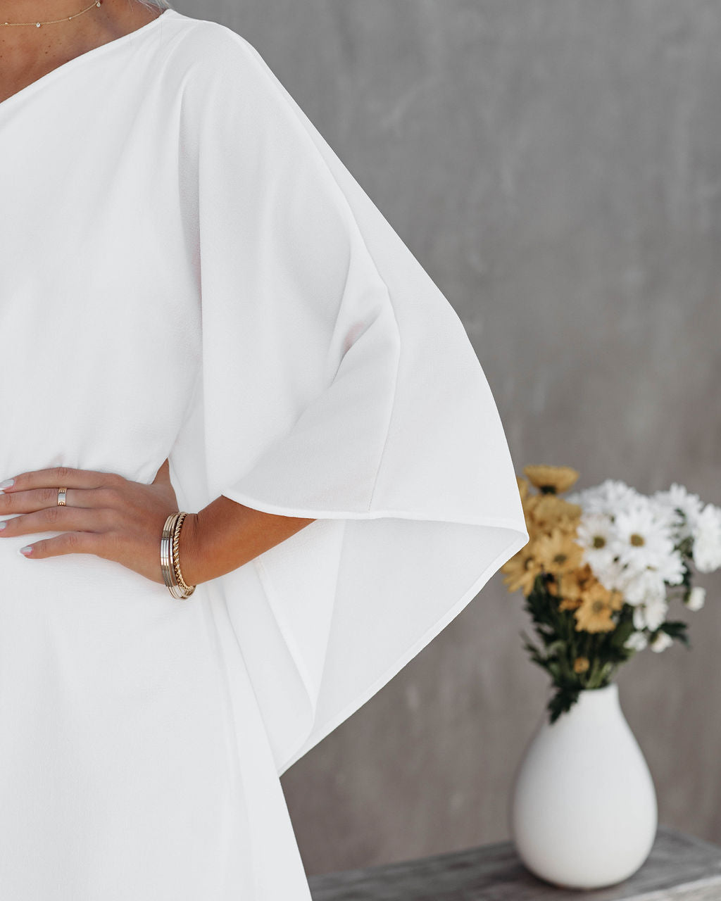 Side To Side One Shoulder Statement Dress - White Ins Street