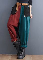 Streetwear Colorblock Taschen Patchwork Baumwoll-Denim Harm Pants
