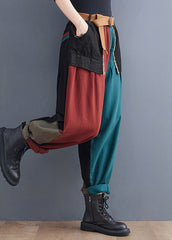 Streetwear Colorblock Taschen Patchwork Baumwoll-Denim Harm Pants