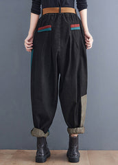 Streetwear Colorblock Taschen Patchwork Baumwoll-Denim Harm Pants