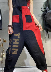 Stilvolle Colorblock-Jumpsuits mit Spaghettiträgern aus zerrissenem Denim