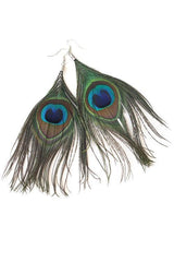 Pendiente de pluma de pavo real