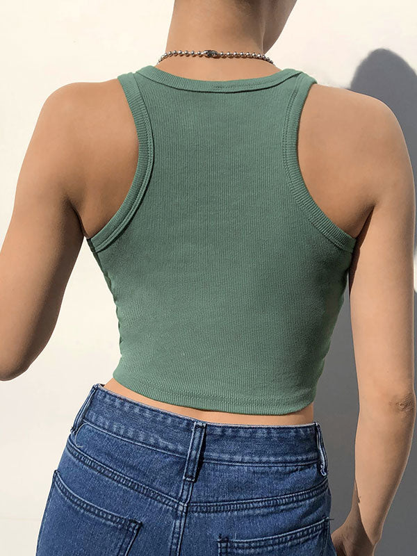 Kurzes Basic-Tanktop aus Strick