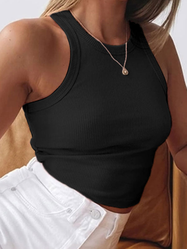 Kurzes Basic-Tanktop aus Strick