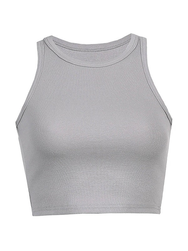 Kurzes Basic-Tanktop aus Strick