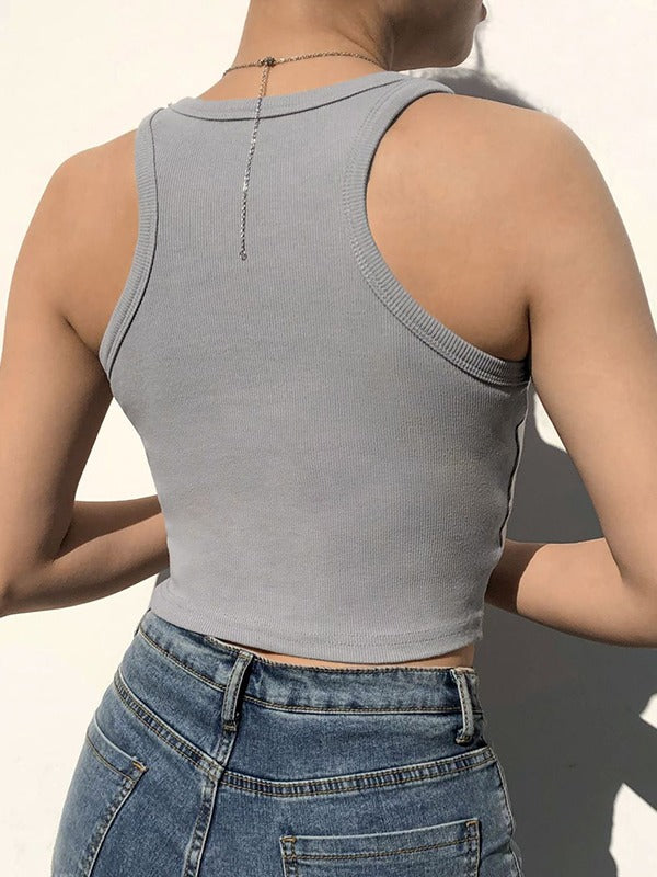 Kurzes Basic-Tanktop aus Strick