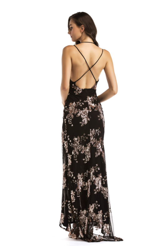 Luxuriöses Nachtclub-Partykleid mit Pailletten