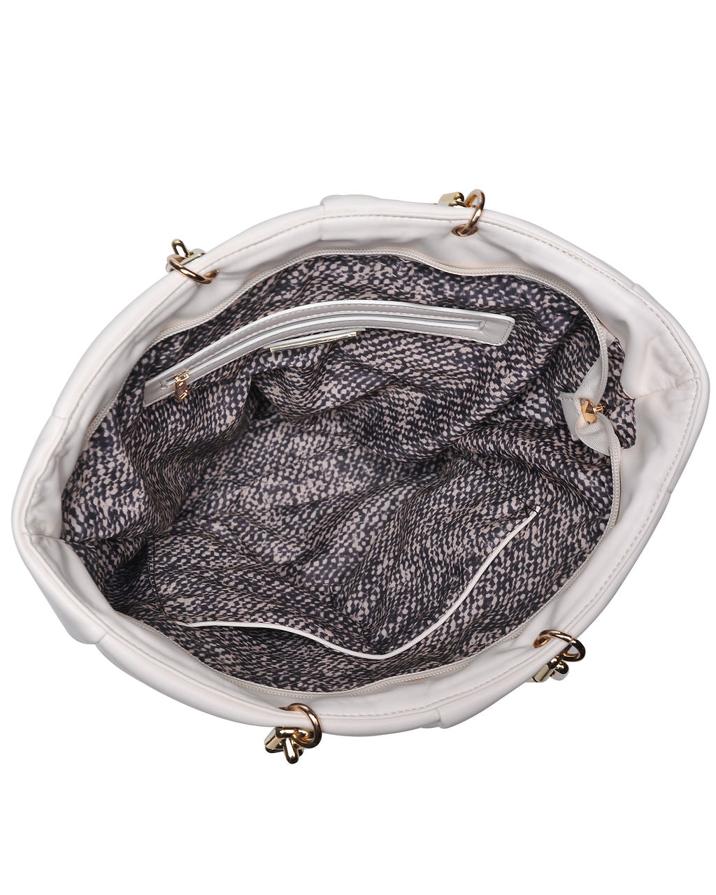 Bolso tote acolchado con cadena desplegable - Marfil - VENTA FINAL