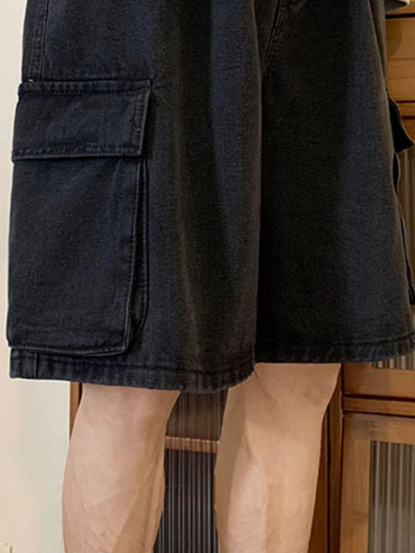Herren-Cargo-Jeansshorts mit verwaschener Optik und lockerer Passform