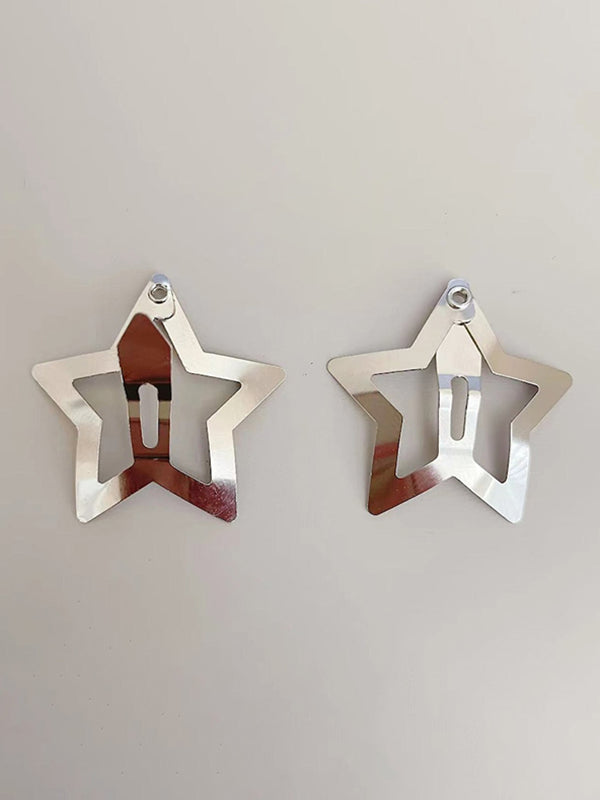 Pinza para el cabello con estrella hueca plateada