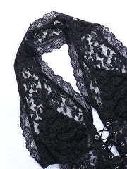 Neckholder-Tanktop aus Spitze zum Binden vorn