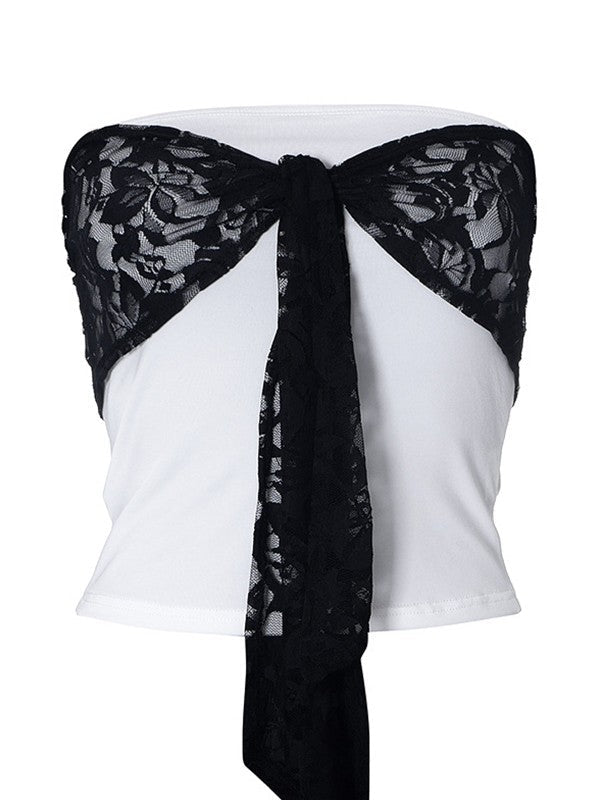 Bandeau-Top mit Spitzendetail