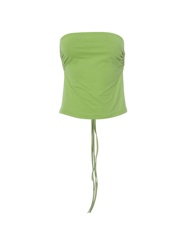 Grünes Bandeau-Top zum Binden hinten