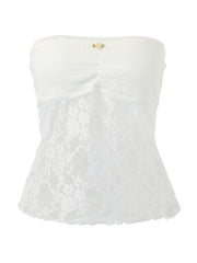 Bandeau-Top mit Spitzennähten