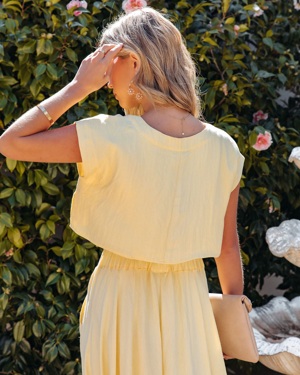 Veronica – Gewebtes Crop-Top – Gelb