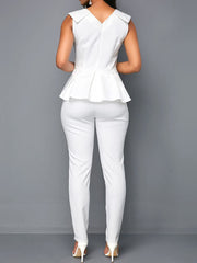 One Piece Ruffled Sleeveless Business Jumpsuit Newgew