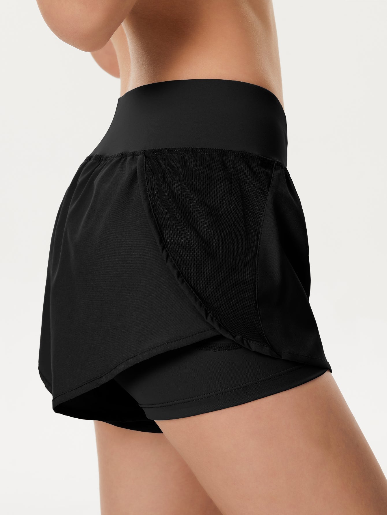 Pantalones cortos deportivos informales de doble capa con cintura elástica y bolsillos laterales para mujer, pantalones cortos deportivos 2 en 1 para yoga y correr, talla SL