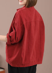 Rote Patchwork-Jeansjacken mit Taschen