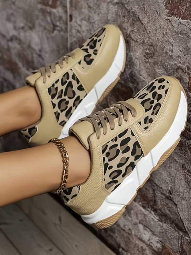 Zapatillas deportivas casuales de leopardo de PU