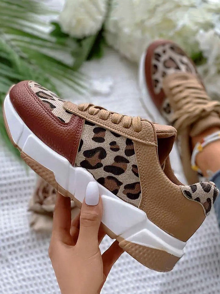 Zapatillas deportivas casuales de leopardo de PU