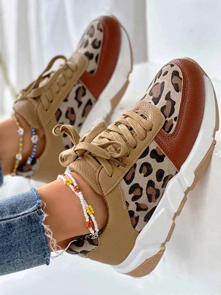 Zapatillas deportivas casuales de leopardo de PU