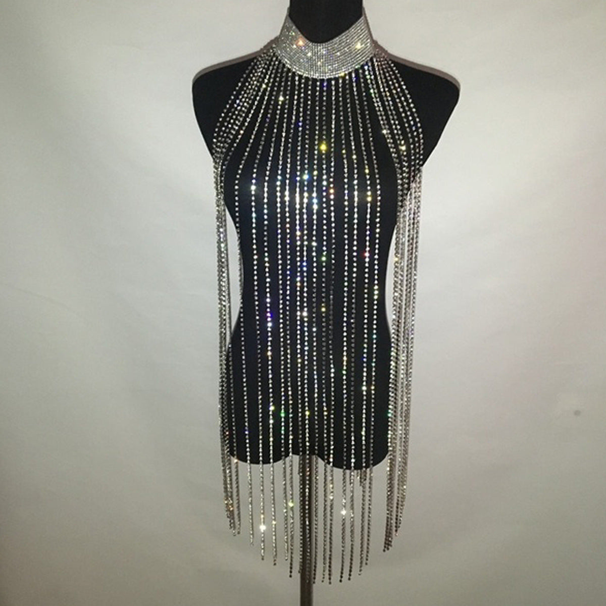 Strass Quaste Persönlichkeit Fashion Party Halskette Körper Kette XG2210