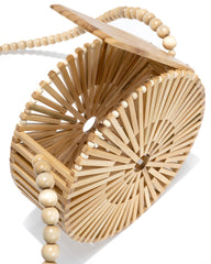 Bolso bandolera circular de bambú Yumi - Beige