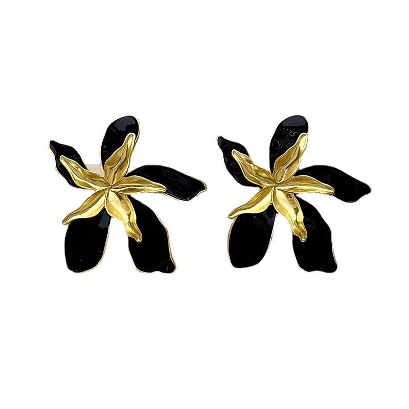 Pendientes de bloque de color con doble flor 