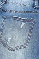 Distressed-Jeans mit Patchwork-Muster und Blumenmuster